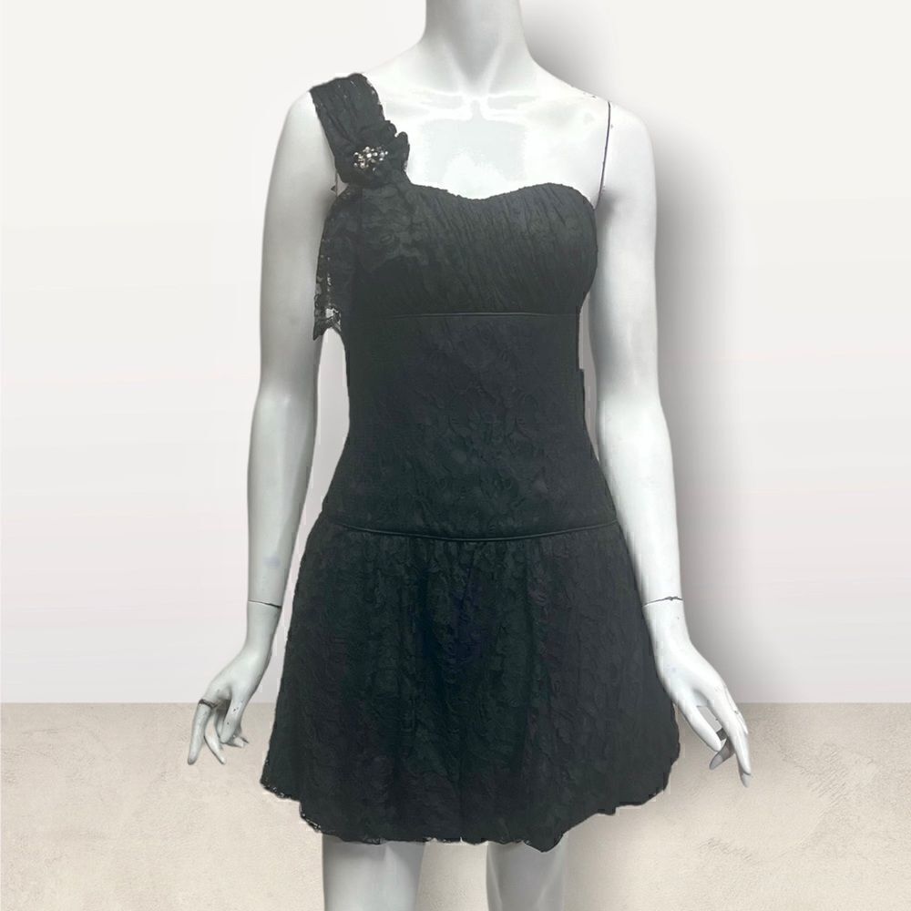 Jill Stuart Black Lace One Shoulder Dress